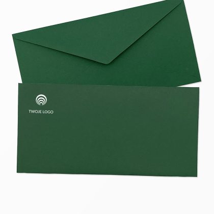 koperta ozdobna ciemnozielona premium dl (prostokątna) z logo firmy
