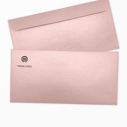koperta ozdobna premium w barwie różowej perłowej dl (prostokątna) z logo