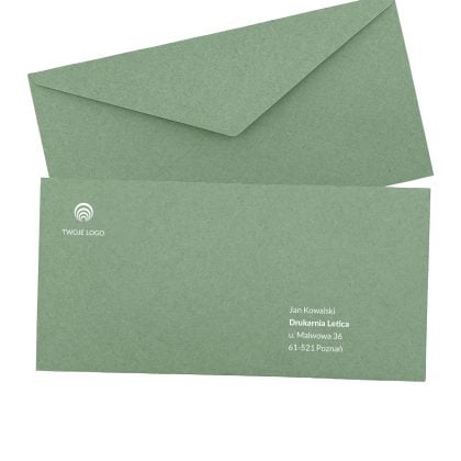 koperta premium w formacie dl (prostokątna) matcha z nadrukiem logo i adresu