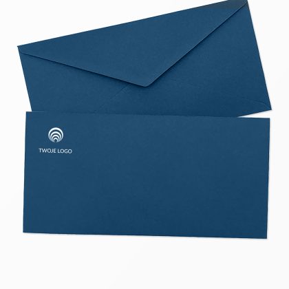 koperty kolorowe dl (prostokątna) w odcieniu niebieskiej z własnym logo