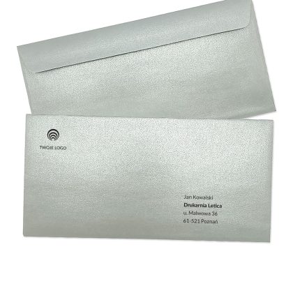 koperty premium i firmowe srebrna perłowa dl (prostokątna) z logo oraz adresowaniem