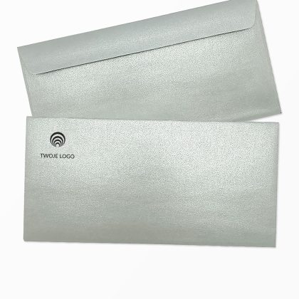 koperty premium i firmowe srebrna perłowa dl (prostokątna) z nadrukiem logo