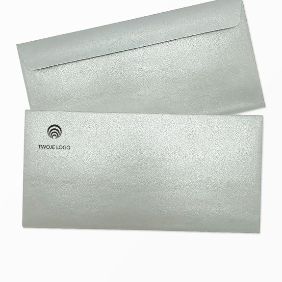 koperty premium i firmowe srebrna perłowa dl (prostokątna) z nadrukiem logo