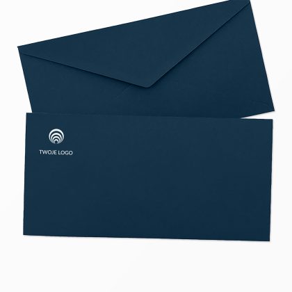 ozdobna koperta firmowa granatowa dl (prostokątna) z logo