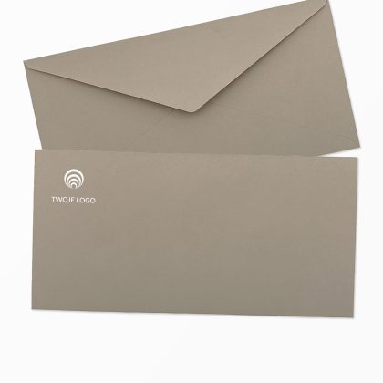 ozdobne koperty firmowe w rozmiarze dl (prostokątna) taupe z logo firmy