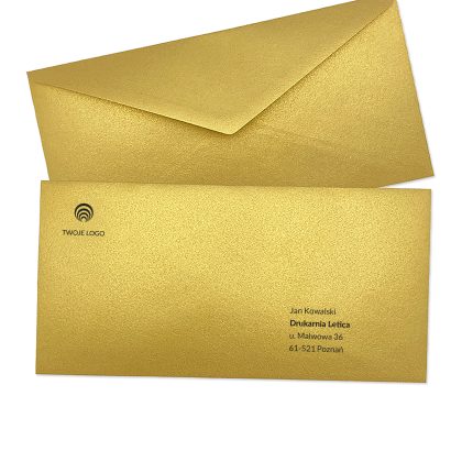 premium koperta kolorowa złota perłowa dl (prostokątna) z logo i adresowaniem