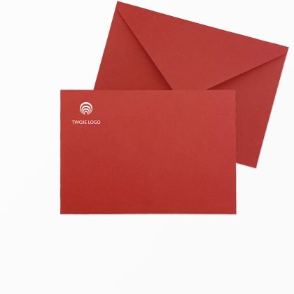 czerwona koperta ozdobna c6 z logo firmy