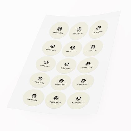 ecru naklejki z logo firmy okragle