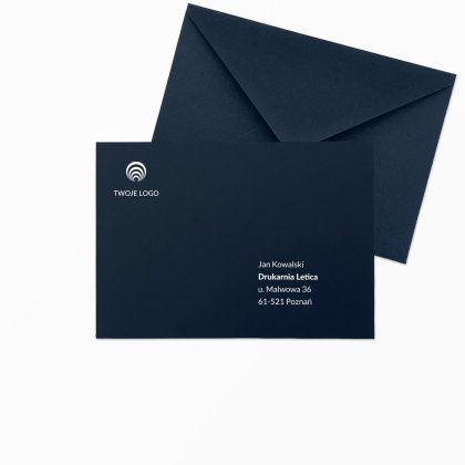 granatowa koperta firmowa c6 z logo i adresowaniem