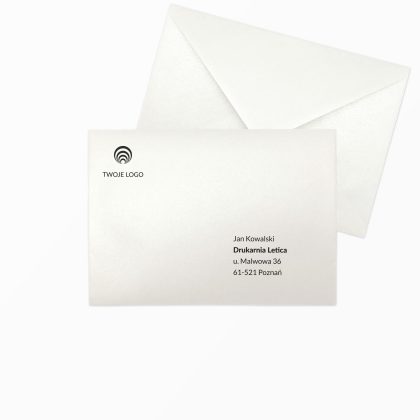 koperta biala perlowa c6 firmowa z logo i adresowaniem