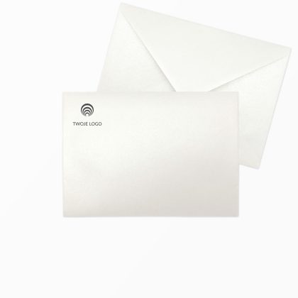 koperta biała perłowa c6 ozdobna z logo