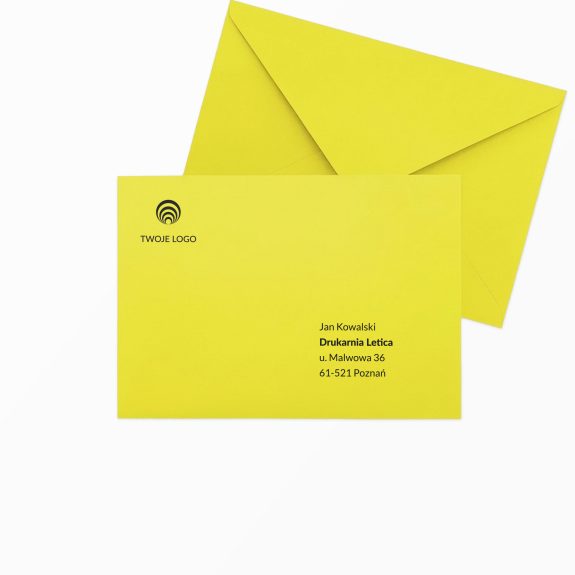 koperta zolta z logo i adresowaniem c6 premium