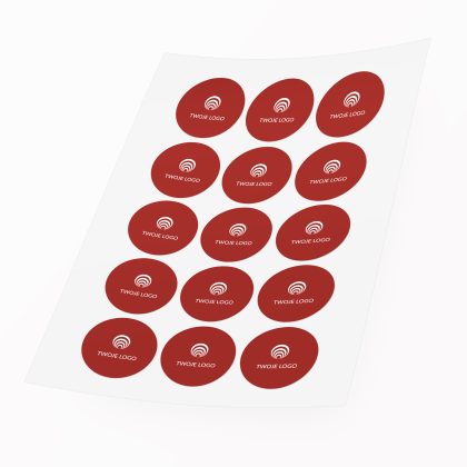 naklejki czerwone firmowe z logo do koperty 5cm