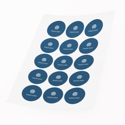 naklejki niebieskie biznesowe z logo 5cm