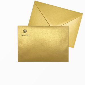 złota perłowa koperta ozdobna c6 z logo